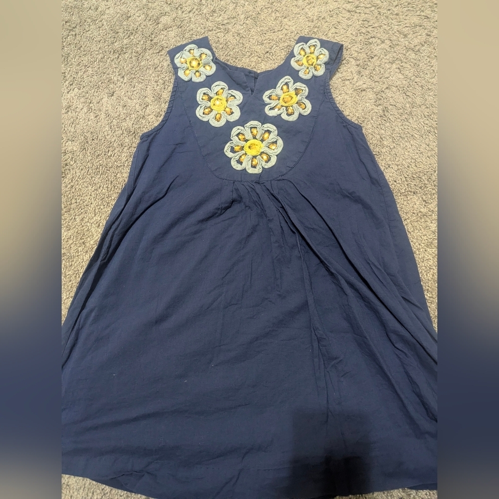 Mini Boden Blue Dress with Yellow Floral Accents